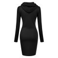 Hoodie Dress Long Sleeve Solid Color Hooded Sweatshirt Dress. 