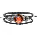 Leather Woven Chainsaw Men Bracelets Adjustable Charm Pochita Bracelet Cord, Metal Accents For Chainsaw Men Fans. 
