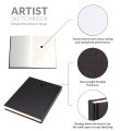 Premium Edition Leather Notebook Artist Sketch Book Hardbound A5 Blank Notebooks Hardcover Sketchbook Journal Unlined White  Paper, 50 Sheets/100 Pages Per Book, (Black, A5-Plain). 
