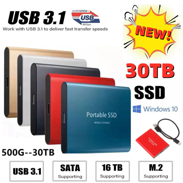 Portable Hard Drive 30tb 4tb 8tb External 16tb Mass Storage Usb3.1 High Speed Mobile Solid State Ssd Hard Drive Storage Device