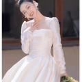 New Autumn And Winter Long Sleeve Advanced Texture Satin Simple Dress. 