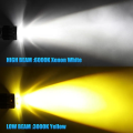 motorcycle H4 LED headlight bulb 1 piece dual color white & yellow. 