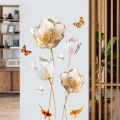 3D Gold Flower Wall Stickers, Unique wall papers, wall decor, Self adhesive wall stickers, home Decals, Wall Art. 