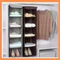 [ Pack of 2 ] 5 compartment Foldable Hanging Closet Organizer | Clothing Storage Rack Made of non-woven Fabric| 5-Layer Capacity Garment Organizer| Easy to Carry with| For Both Adults & Kids Cloth Storage Bag. 