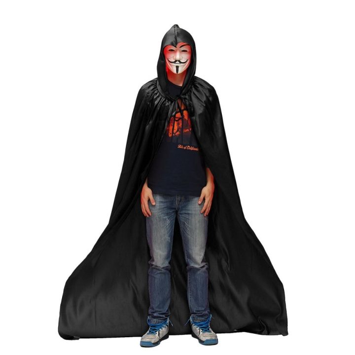 【Hot New Release】Gothic Hooded Unisex Cloak Wicca Robe Medieval Witchcraft Cape Halloween Costume Black - Black (black)