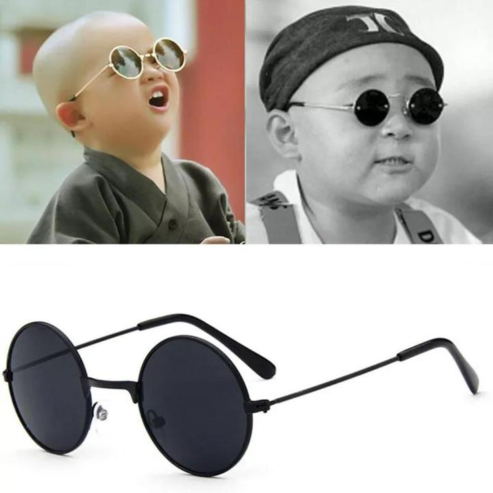 Metal Black Round Kids Sunglasses Brand little girl boy Baby Child Glasses goggles oculos UV400 Small face Suit For 2 6 age Daraz.pk