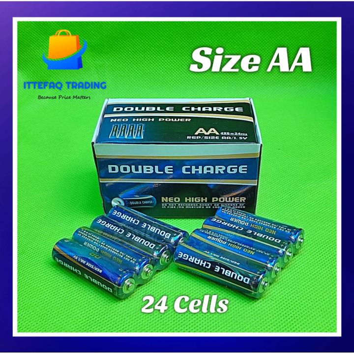 24Pcs Double Charge Heavy Duty Cells AA Size 1.5V Battery Cell For Clock & Toys