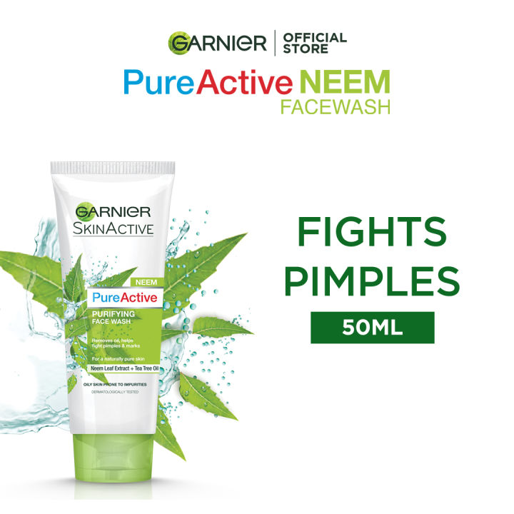 Garnier Skin Active Pure Active Neem Purifying Face Wash, For Normal to Oily Skin 50ml - Dissolve Dirt and Impurities