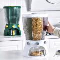 Rice Bucket Household Compartment Insect-proof Moisture-proof Sealed Cylinder Rotatable Storage Box. 