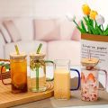 Glass Drinking Cup Compact Water Cup Soda Can Glasses Milk Mug Multi-function Juice Bottle with Handle Glass Water Bottle Soda Glass Cups Drinking Mug Bamboo Jug With Cover Travel. 