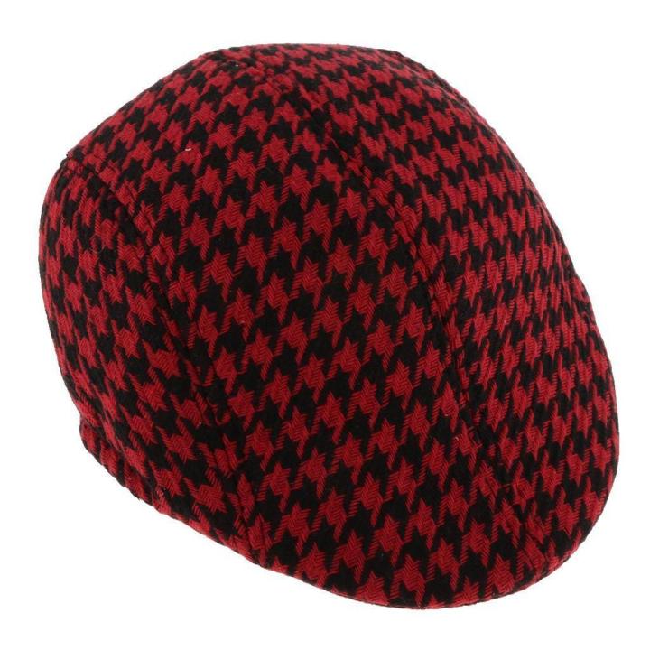 Baby Kids Plaid Beret Cap Boys Infant Toddler Cotton Newsboy Peaked Flat Hat