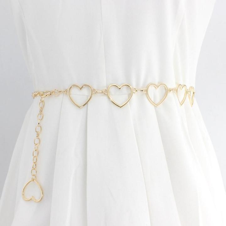 34 Inch Heart Shaped Shiny Chain Waist Belt Strap Waistband For Girls Wedding Party Dress Wear Gift Accessories