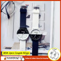 1 Pair Candycat Men Women Lover Couple Watches Fashion Black White Students Simple Retro Quartz Student Watches Large Dial Round Shape Girls Boys Wristwatches. 