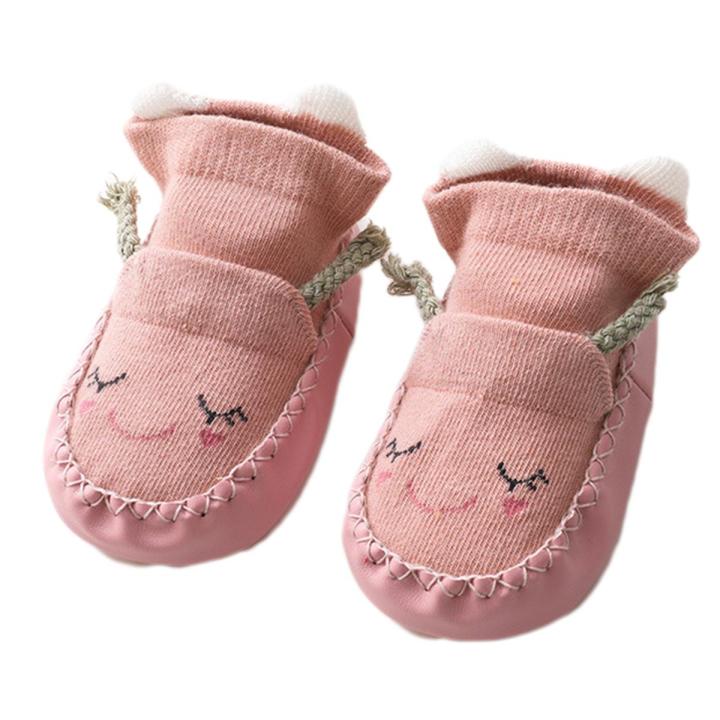 Pair Baby Sock Shoes Cartoon Expression Anti-skid Breathable