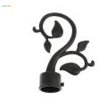 2Pcs Curtain Rod Ends Drapery Pole Head for Dia. 28mm Rod Leaf#Black. 
