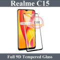 Realme C15 Full Black 9D/5D/10D/11D/6D Tempered Glass Screen Protector Edge to Edge Full Glue Premium Quality Film For Realme C15. 
