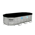 18 Ft Bestway Port Holes Swim Vista Steel Frame Oval Pool 56716, 18 Feet Length X 9 Foot Width X 48 Inch, Full Depth Large For Children & Adults, Easy To Setup & Drain Full Size Pool, Deep Family Swimming Pools, Water & Summer Fun, With Filter Pump Ladder. 