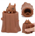 Evil Squirrel Compression Toy, Stress Relief Toy, Squeeze Squirrel Cup Children's Toys, Evil Decompression Tree Stumps, Rubber Fidget Toy-Random Color. 
