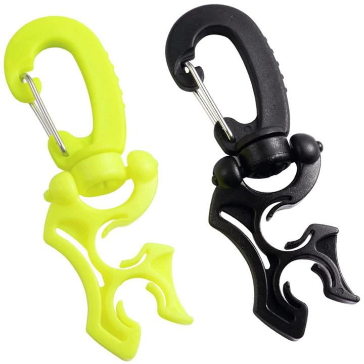 LKPCIGCXM 2 Packs Scuba Hose Clip Scuba Diving Hose Holder Clip, Double BCD Dive Hose Holder with Snap Hook Buckle