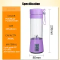 USB Rechargeable Juicer Blender 6 Blades Electric Blender Mini Portable Personal Size USB Rechargeable Mixer 380ml Food Grade Water Bottle Portable Fruit Juicer Machine (Double Click Start) By Bee To Door. 