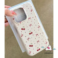 Cute Sweet Cherry Bow Cartoon Flower Art Rose Case Compatible for IPhone 16 11 13 14 15 12 Pro Max 16Plus 15 14 16 Plus Vintage Polka Dot Luxury Soft Case. 