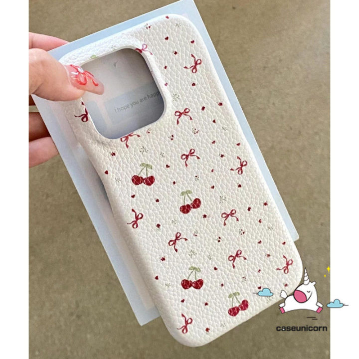 Cute Sweet Cherry Bow Cartoon Flower Art Rose Case Compatible for IPhone 16 11 13 14 15 12 Pro Max 16Plus 15 14 16 Plus Vintage Polka Dot Luxury Soft Case