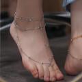 【New release】 Foot Ring Vintage Mesh Tassel Toe Anklet Beads Multilayer Court Style Anklet Bracelet Exotic Charm Adjustable Foot Jewelry Girls.
