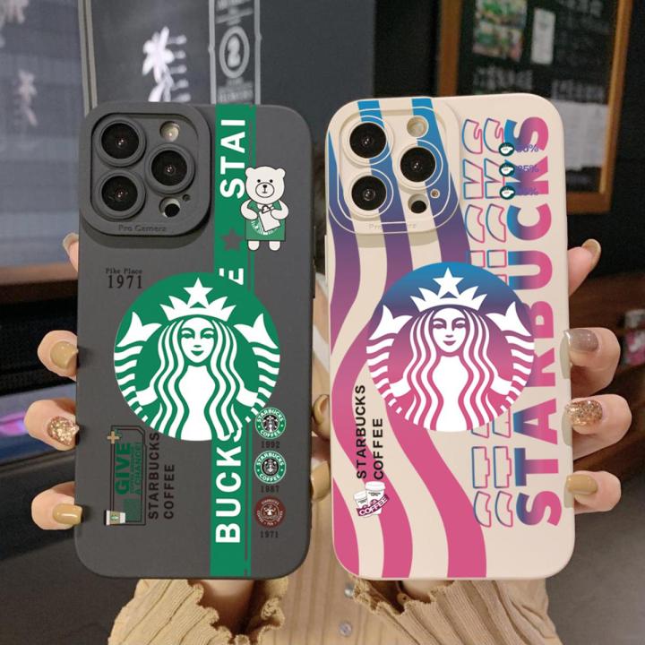 for Samsung Galaxy S22 Plus Note 20 Ultra S21 FE S20 Phone Cases Starbucks Coffee High Quality Camera Protection Square Frame Edge Cover