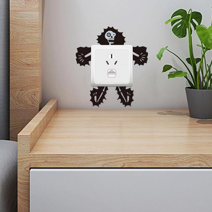 Switch Stickers Home Decor Fun Wall Art Stickers Electric Shock Zapped Skeleton Switch Sticker Waterproof Decals for Children's