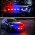 16 LED Universal Car Grill Smart Daytime Running Flasher DRL LED Light Red / Blue Strobe Flashing Modes Light For All Cars & Jeep 4x4, Strobe Light 4 Pcs Set With Remote Control. 
