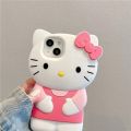 3D Pink Hello Kitty for iPhone 13 Mini 12 Pro 14 Plus 15 Pro Max 11 X XS Max XR 7 8 Plus SE Soft Cartoon Silicon Back Phone Case. 