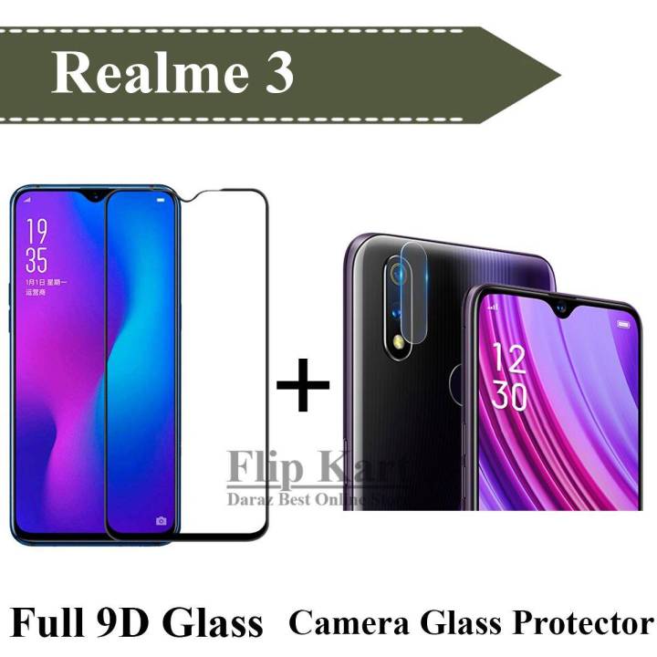 Realme 3 Glass Protector 9D|5D|6D|10D|11D|21D Black Tempered Glass Screen Protector Full Glue Edge To Edge + Back Camera 9H Gorilla Flexible Protector For Realme 3