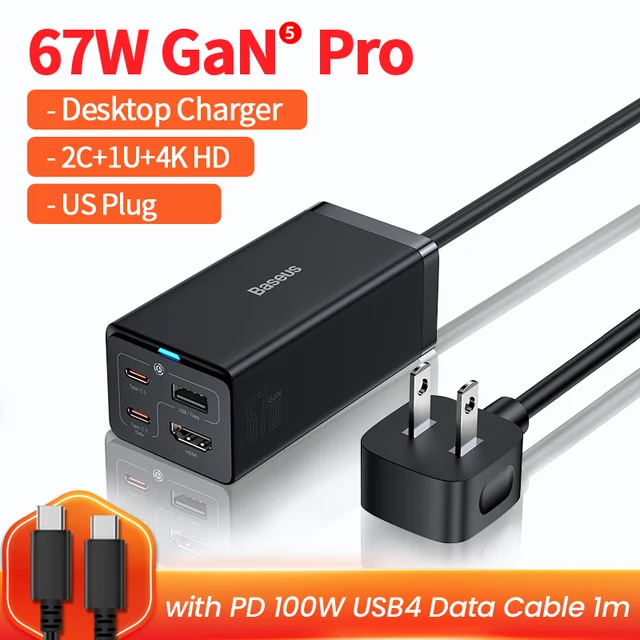 Baseus 67W GaN Desktop USB C Charger Fast Charging For