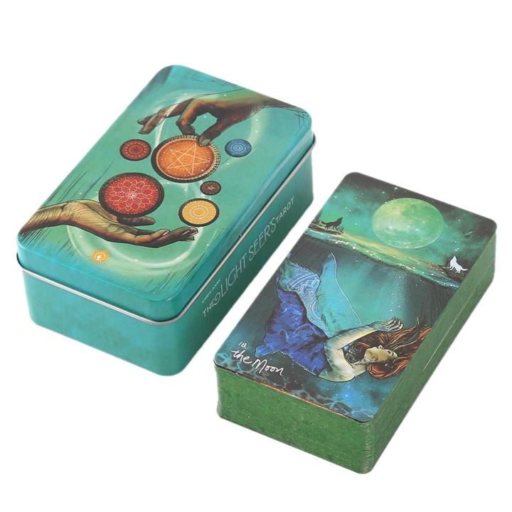 The Most Popular Deck Deck Cards Set 78 Card He Light Seer's Deck Card Games with Metal Box and Guidebook Witch Game