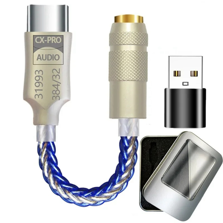 CX31993 HiFi DAC Type C to 3.5mm Headphone Amplifier IEM AMP Mobile Phone Adapter with USB Adapter Metal