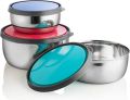 New Kitchen Pro Multicolour Airtight Lid Bowls Stainless Steel Food Storage Container for Regular Need - Set of 3 Pcs. 