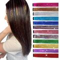 6- pcs Hair Tinsel Hair Extension with Clip - Shiny Glitter Long Straight Hair Clip Extensions for girls and women's -Multicolor. 