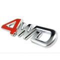 3D 4WD Logo Red and Silver Chrome Sticker - Metal 4 Wheel Drive Decal for Car, Truck, SUV, Off-Road Vehicle. 