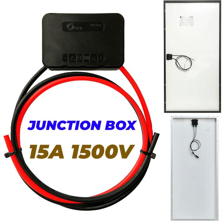 IP67 Waterproof PV Solar Panel SMD Diode Junction Box 4 Lane DC 15A 1500V Black 150w-450w Without PV Connectors