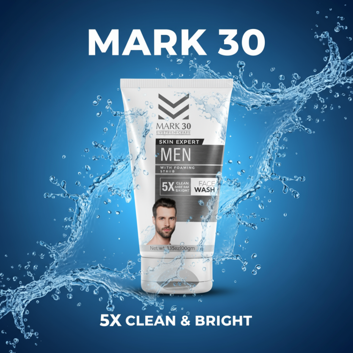 Mark 30 Skin Expert Men Face Wash 100g - Facial Cleanser - Facewash - Moisturizing Oil Control - Face Wash - Smooth Skin Repairing - Face Wash For Men