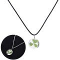 Real Green Lucky Shamrock Four Leaf Clover Round Pendant Necklace Friends Gift,. 