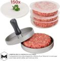 MEGON Burger Press + 150pcs Non-Stick Wax Discs | Handmade Aluminium Patty Maker Quarter Pounder for Making Perfect Hamburger Patties Shop Easy. 