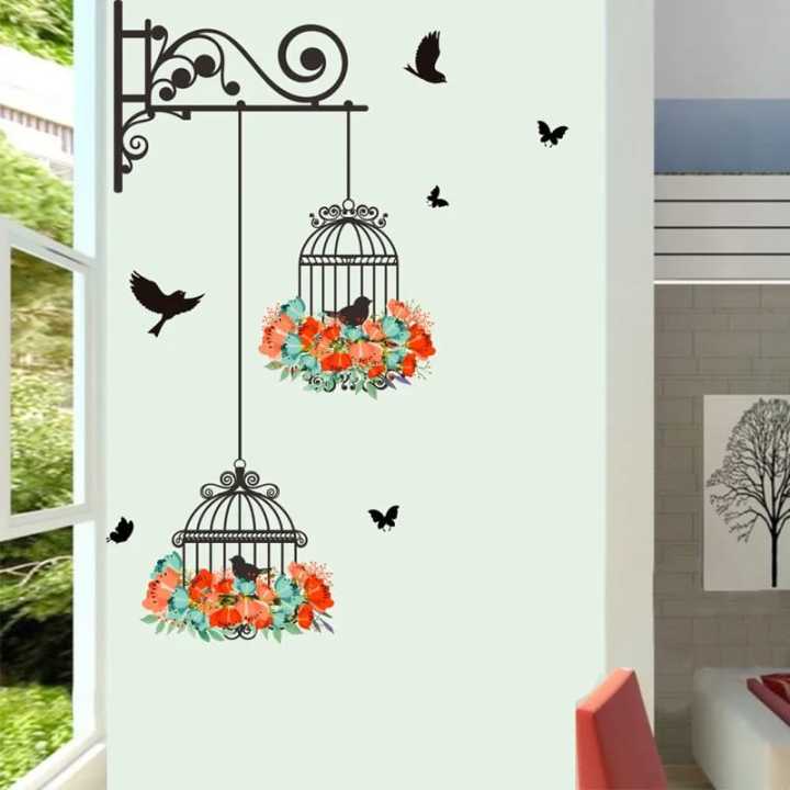 Colorful%20Flower%20birdcage%20flying%20birds%20wall%20sticker%20Creative%20home%20decor%20living%20room%20Decals%20wallpaper%20bedroom%20nursery%20window%20decor%20-%20Image%2010