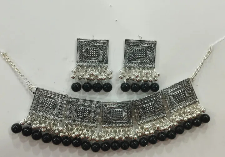 ANTIQUE%20SILVER%20&%20BLACK%20AFGHANI%20CHOKER%20WITH%20EARRINGS%20FOR%20ALL%20AGES%20WOMENS%20&%20GIRLS%20-%20Image%203