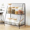 2 Tier Spice rack vegetable Stand Folding Metal Spice Rack for Kitchen Cabinet Bottle Organizer Holder for Kitchen Countertop Jars, Standing Shelf Seasoning Storage, Makeup, kitchen organizer and Bathroom Organizer. 