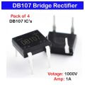 4 pcs 1Amp 1000V Diode Bridge Rectifier DB107 DB-107 ic DB107 IC by Electrica. 