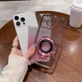 For Xiaomi Redmi A3 A3x Back Cover with Ring Stand Holder Luxury Shiny Plating Gradient Glitter  Phone Case Camera Protector Clear Soft Silicone Cases Pouch for Women Girls. 