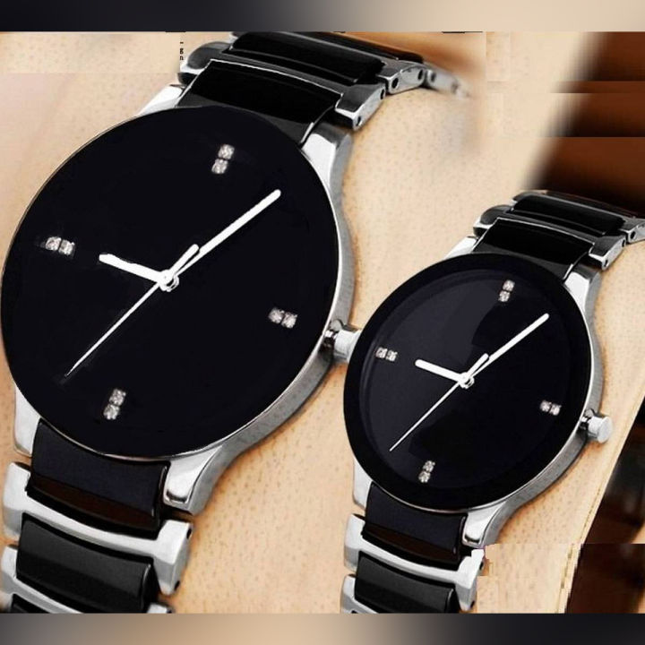 Pair for Couple Round Dial Steel Strap Watches for Lovebirds Girl and Boy BOX Pack Daraz.pk