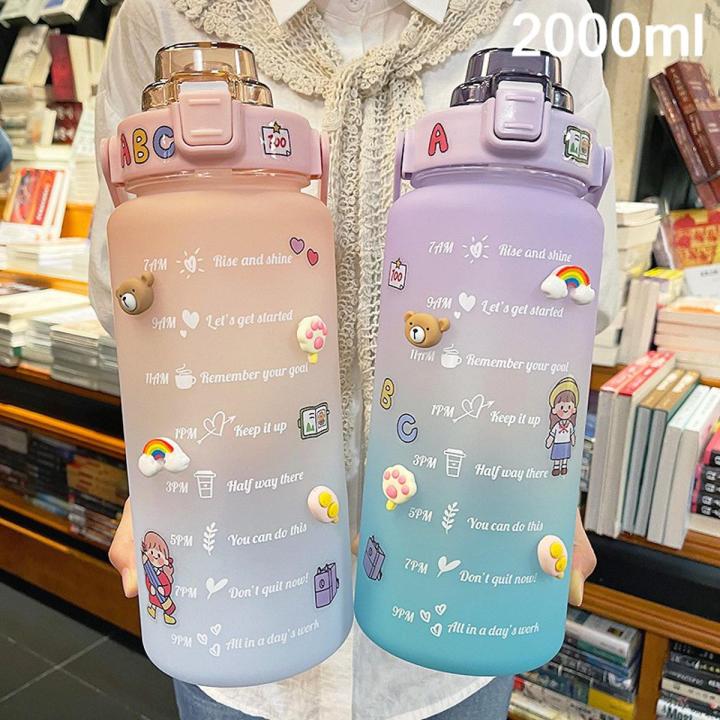 Motivational 2 Liter Water Bottle For Girls Portable Drink Bottles With