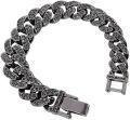 10MM Cuban Iced Out Bracelet (Black) For Boys, Men, Gift for Friends BFF. 